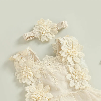 Baby Girl Summer Clothes Lace Romper Skirt Dress Princess Outfits Sleeveless Flower Newborn Outfit