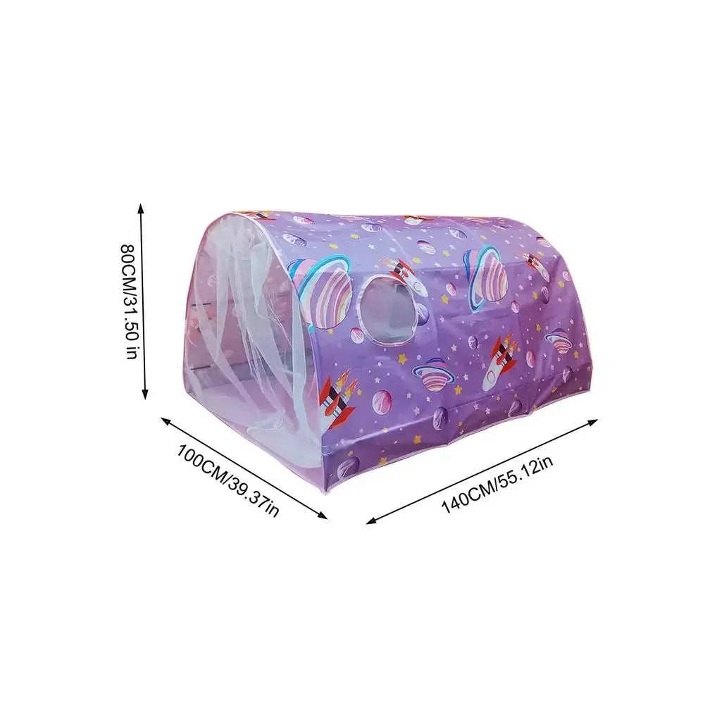 Starlight Dream Bed Canopy Play Tent for Kids Portable Fairy House Tunnel Cozy Playhouse Decor for Children Girls Boys