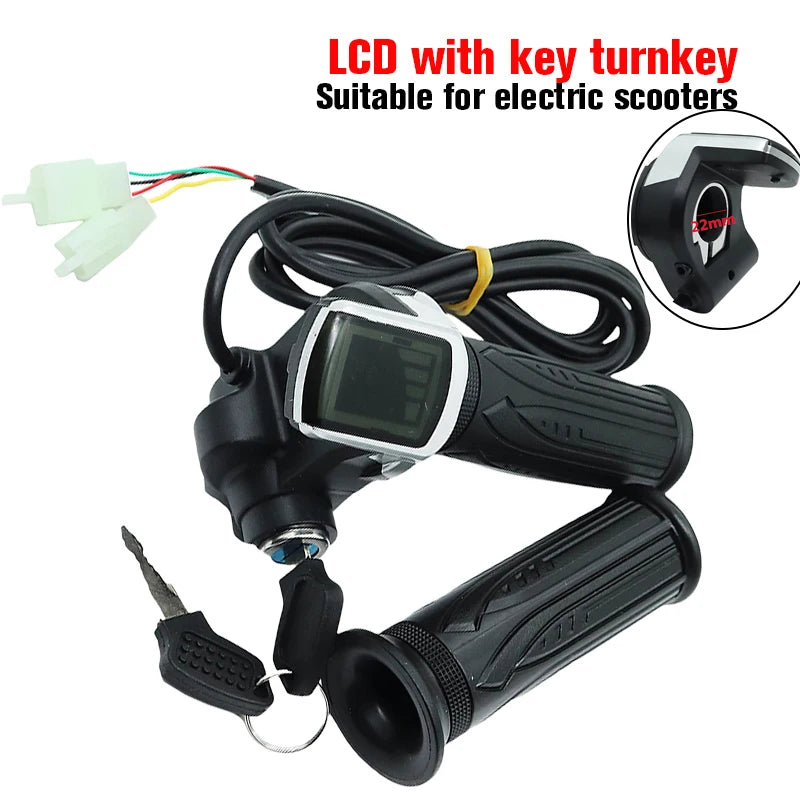 24V/36V/48V Electric Bike Twist Grip Throttle with LCD Battery Display Electric Bicycle Throttle Grip with Power Indicator