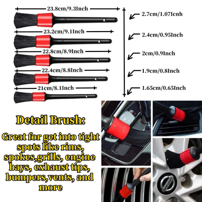 6Pcs Car Wash Care Detailing Brush Set For Cleaning Wheels Dashboards Vents And More Car Cleaning Brushes Car Accessories
