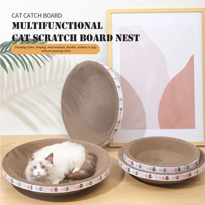 L Size Cat Toys Pet Bed Scratching Board Corrugated Cardboard Bowl Pad Cats Scratcher Toy Oval Grinding Claw Toy Cat Accessories