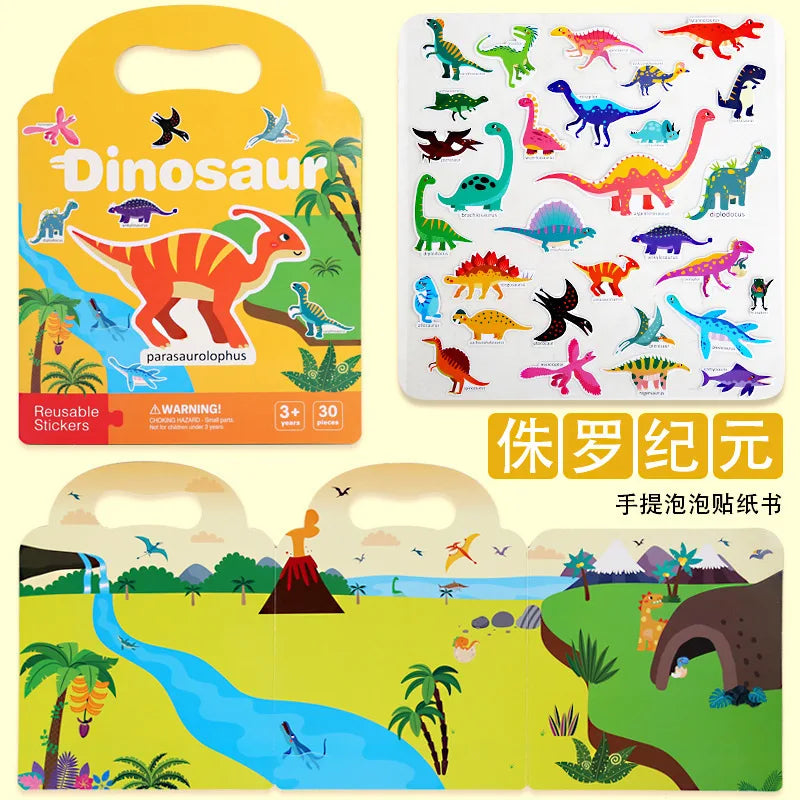 Reusable Bubble Sticker Book for Kids - Multi-Themed Educational Learning Activities, Washable & Safe Toddler Stickers