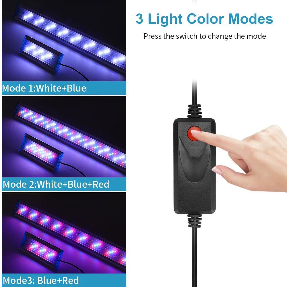 Extensible Waterproof Clip on Lamp For Fish Tank Super Slim Fish Tank Aquatic Plant Grow Aquarium LED Light 18-58cm 220V