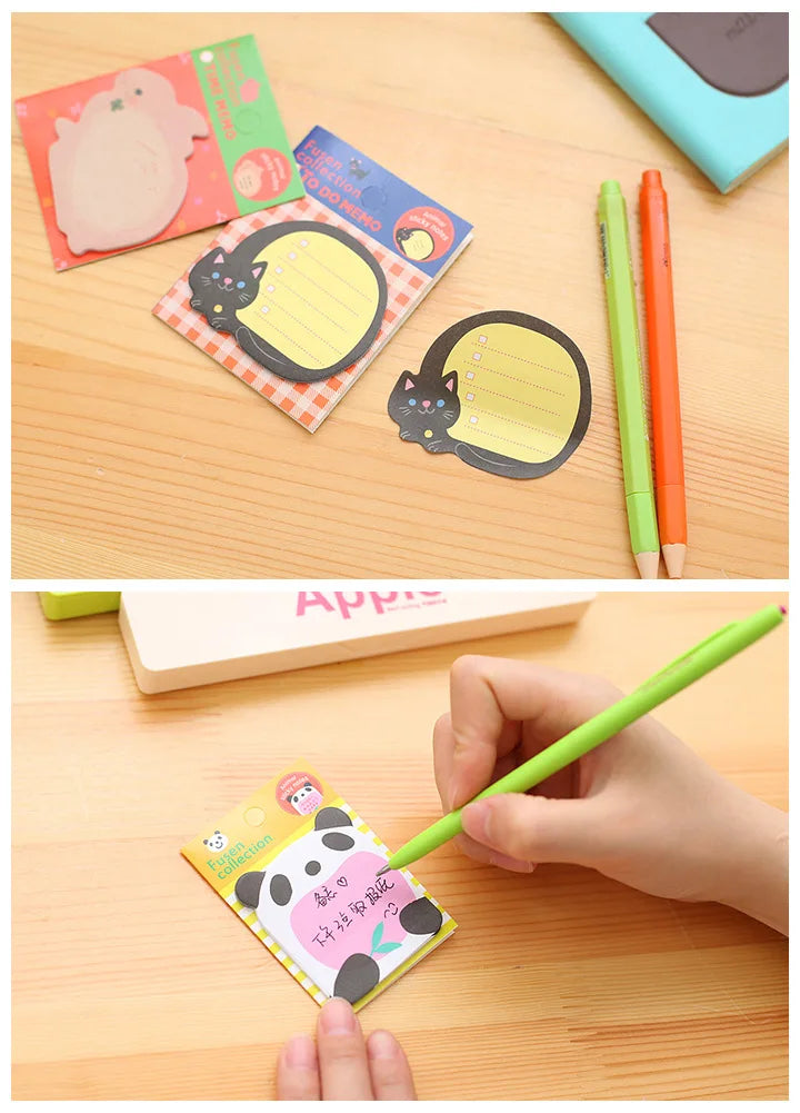 10Pcs/Lot Cute Cartoon Animal Tearable Note Book Posted it Sticky Notes Notepad Memo Pads Children Gifts School Office Supplies