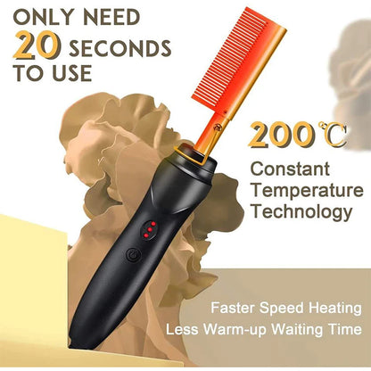 Hot Selling 2-In-1 Straight Hair Comb Portable Fast Heating Copper Straight Hair Comb Salon Professional Styling Tool