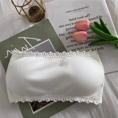 Lace Strapless Bra Women Sexy Tube Top Invisible Push Up Bralette Lady Seamless Underwea Lingerie Summer Chest Wraps Crop Tops
