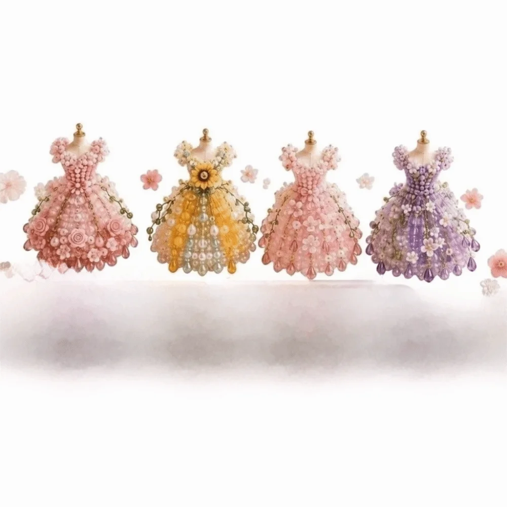 3D Design Beaded Dress Kit Cute Design Tiny Beads Bead Craft Kit Creative Craft Dress Shape Bead Weaving Kit Gift Giving