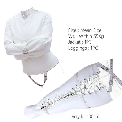 Super Tight PU Leather Mermaid Bondage Kit with Fetish Bodysuit Harness Leg Bag for Couple Cosplay Sex Binder BDSM Clothes