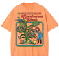 Earnivorous Plant Pattern Washed T-Shirts Men Breathable Cotton Casual T Shirt Soft Summer Comfortable Crewneck Short Sleeve
