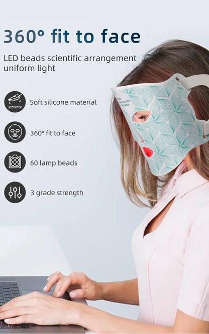 8 Colors Facial LED Mask with Neck Red Light Near Infrared Therapy Beauty Mask Anti Aging Skin Rejuvenation Lifting Tighten