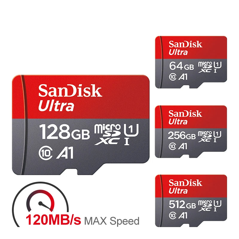 100% Original SanDisk Memory Card 256GB 128GB 64GB 32GB A1 Micro SD Card Class 10 UHS-1 TF Flash Card for Samrtphone/PC