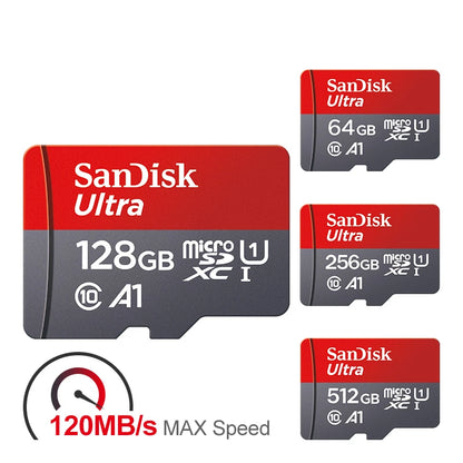 100% Original SanDisk Memory Card 256GB 128GB 64GB 32GB A1 Micro SD Card Class 10 UHS-1 TF Flash Card for Samrtphone/PC