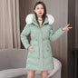 Hooded Women Parkas Coats Mid LenthJackets  Oversize Solid Fur Collar Zipper Drawstring Waist Loose Casual 2025 Autumn Winter