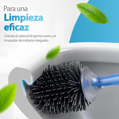 Toilet Bowl Brush Holder Set Silicone Toilet Brush with Refillable Handle Dispenser Bathroom Scrubber Rv Cleaner Toilet Brush