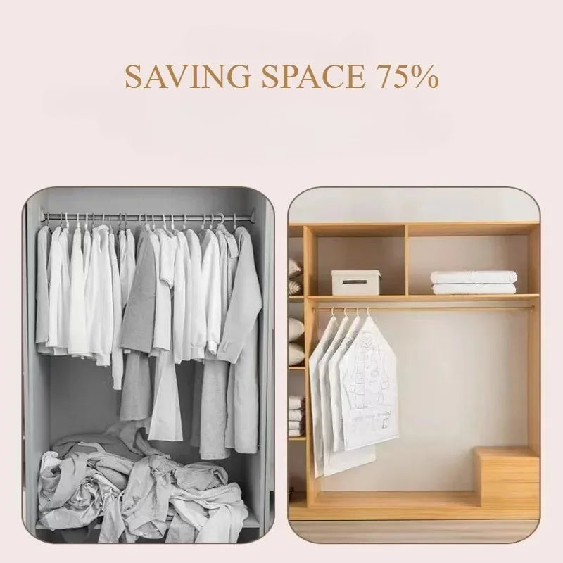 Hanging Vacuum Storage Bags Space Saver Bags Vacuum Seal Storage Bag for Suits Dress Coats Jackets Closet Organizer and Storage