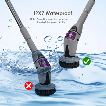 Rechargeable Electric Spin Scrubber, 3 Speed Settings, with Extendable Handle and Voice Prompts, for Whole House Clean