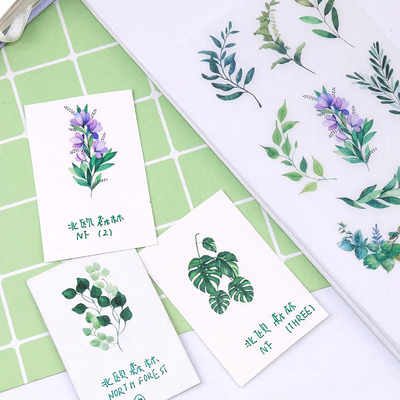 6pcs Leaf Flower Stickers Japanese Accessories for Kids Dessert Diary Decorating Pretty Stationery Feather Decoration Supplies