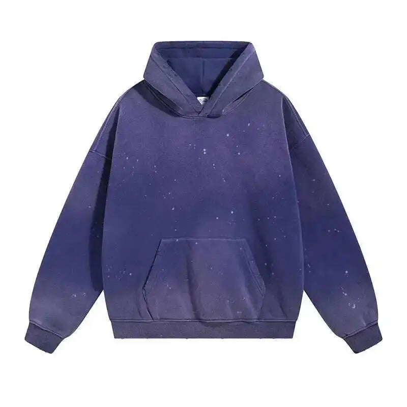 IEFB Washed Male Set Sweatshirt Sweatpants Splash-ink White Spray Dye Velvet Hoodies Autumn Spring New Trendy Male Wear 9W125