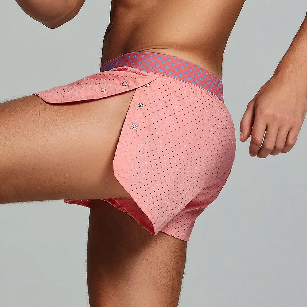 Solid color, men's mesh breathable men's shorts, boxer men's boxers 240503