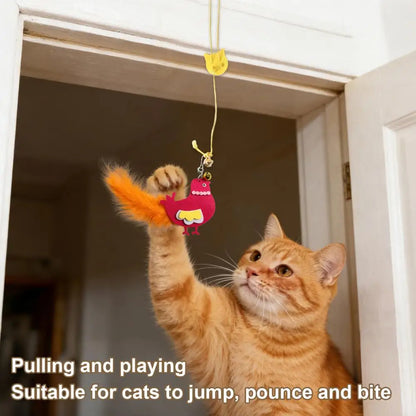 Self-play Cat Toy Swinging Cat Toy with Elastic Rope Feathers Bell Hanging Cat Teaser for Indoor Cats Self-play Hunting