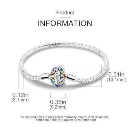 New Charm Bracelet 925 Silver Heart Shape Holy Mother Snake Chain Clasp Bracelet Fit Original Bead DIY Fashion Jewelry