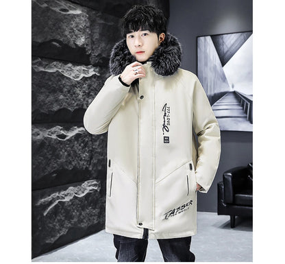 Winter Men's Long Down Jacket Fashion Male Thermal Parkas Coats Casual Men Classic Fur Collar Warm Padded Jackets Clothing 5XL