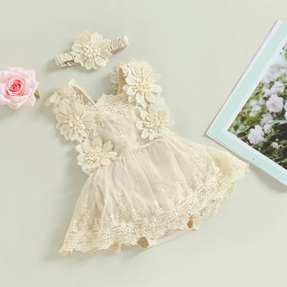 Baby Girl Summer Clothes Lace Romper Skirt Dress Princess Outfits Sleeveless Flower Newborn Outfit