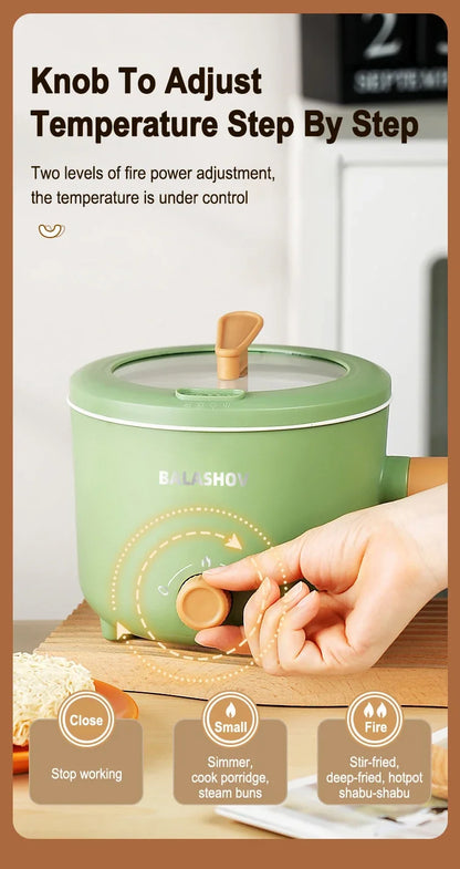 1.8L Mini Portable Electric Rice Cooker Non-Stick Inner Pot Multifunctional Rice Cooker Auto Keep Warm, Compact Space Saving Multi Cooking Pot for Rice Porridge Soup Noodles, Household Dorm Office Travel Kitchen Appliance for
