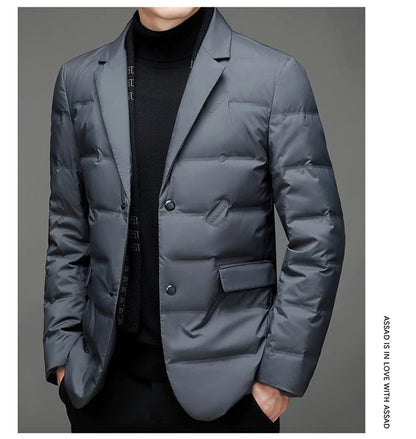 Winter New Style 90 White Duck Down Men's High-End Quality Scarf Collar Casual Suit Jacket