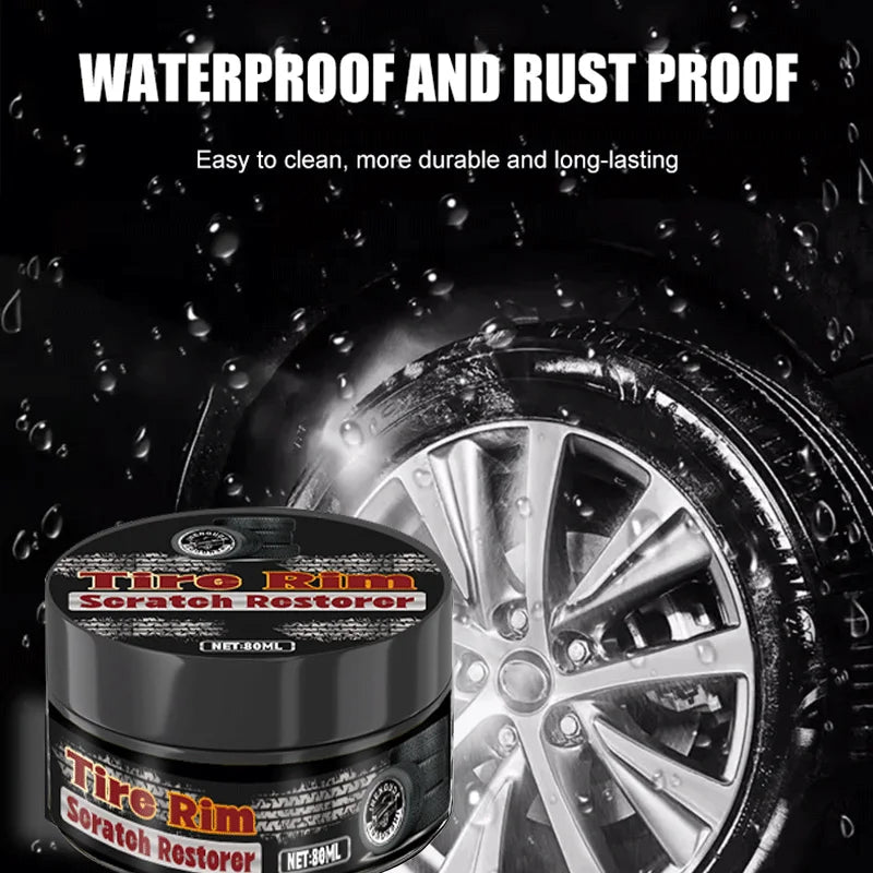 Universal Car Wheel Hub Repair Paste 80g - Scratch, Fade Removal for Aluminum Alloy & Chrome Rims, Tire polish wax