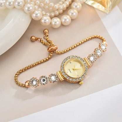 Fashion Rhinestone Women Watches Diamond Flowers Bracelet Ladies Quartz Wristwatch