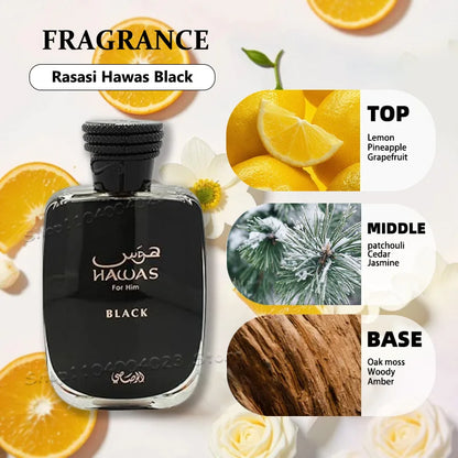 100ML Hawas Ice for Men Eau De Parfum Spray Original Arabian Perfume Men's Premium Arabian Long Lasting Fragrance