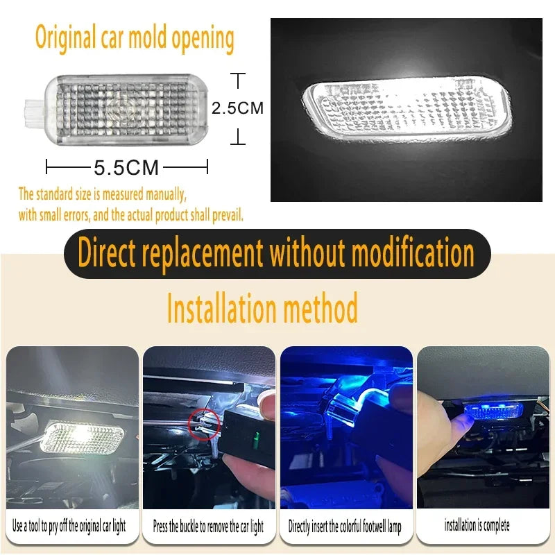 For Volkswagen VW Touareg Tiguan Passat Transporter Arteon Sharan EOS Jetta Scirocco Car Footwell Light Kit Interior Accessories