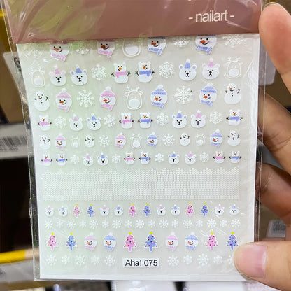 1sheet 5D Halloween Nail Stickers Pink/Green/Black Cartoon Pattern Nail Art Slider DIY For Sweet Cool Girl Cute Nail Decoration