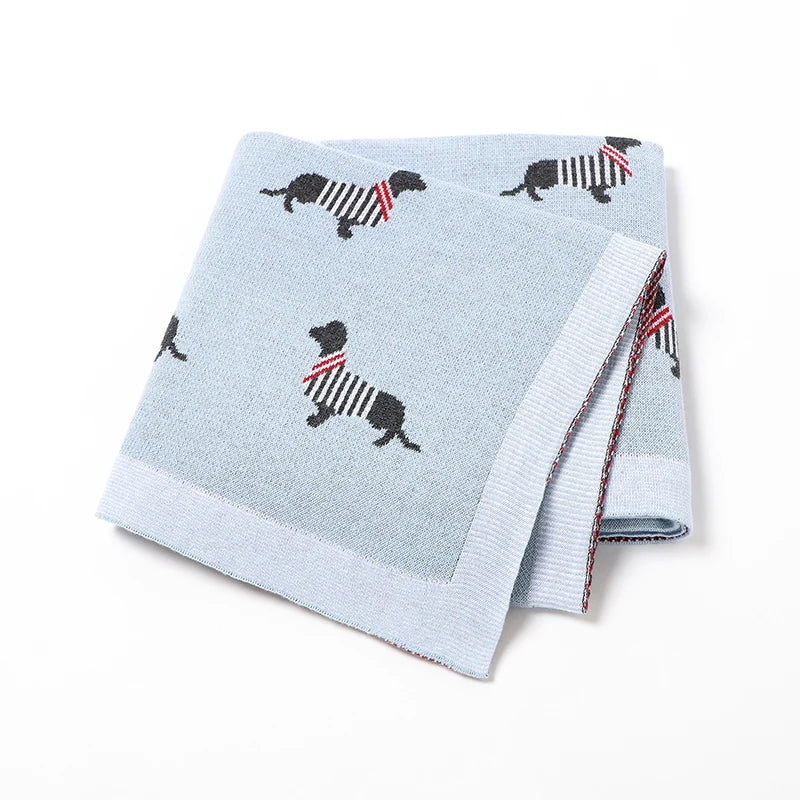 Baby Blanket Cotton Knit Super Soft Newborn Girl Boy Bed Plaid Crib Quilt Cute Dachshund Infant Stroller Covers Swaddle 100*80CM