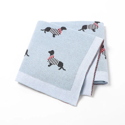 Baby Blanket Cotton Knit Super Soft Newborn Girl Boy Bed Plaid Crib Quilt Cute Dachshund Infant Stroller Covers Swaddle 100*80CM