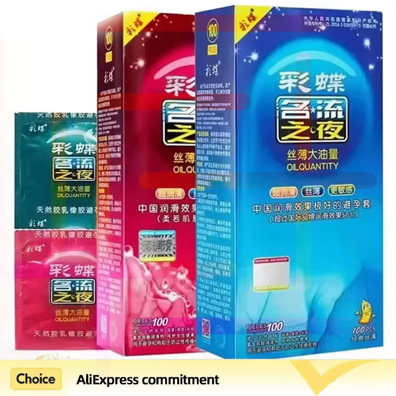 100PCS Large Oil Condoms for Men Sleeve for Penis Strawberry Sex Toys for Couple