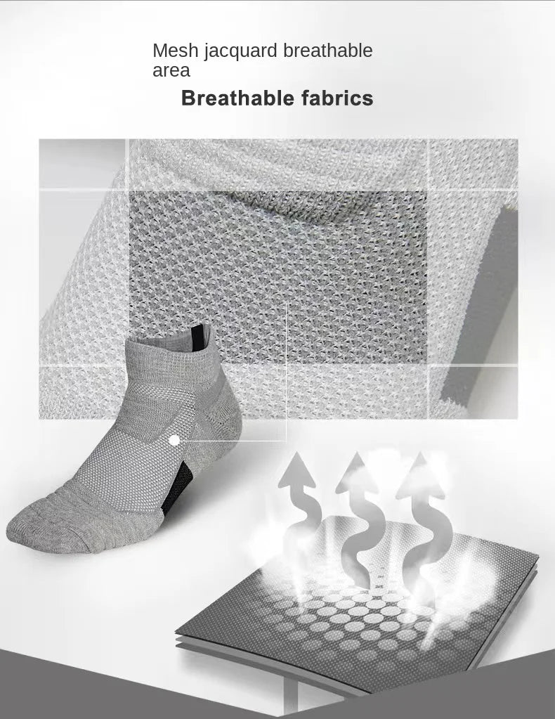 3 Pairs Breathable Mesh Athletic Terry Socks Cushioned Moisture-managing and Durable Reduces Foot for Running Hiking & Sports