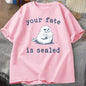 Your Fate Is Sealed T-Shirt Women Harajuku Funny Tshirt Animal Retro Y2k Fashion Top Short Sleeve Letter Print T Shirt Tops
