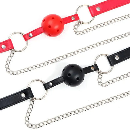 Erotic Toy PU Leather Mouth Gag Ball Oral Sex With Chain Clip Breast Nipple Clamps Bondage Harness Sex Toys Adult Games