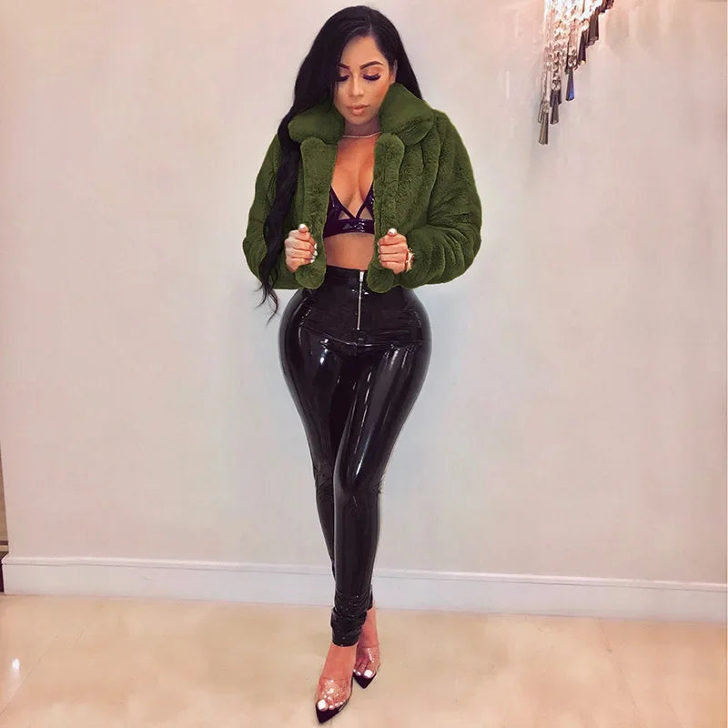 Women Coat Faux Fur Coats Sexy Short Jackets Turn Down Collar Long Maxi Loose Open Stitch Thick Warm Outerwear Autumn Winter