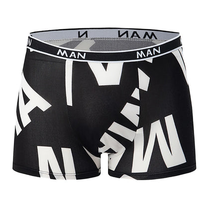 4-piece Set Of Men's Seasonal Fashionable Printed Underwear Comfortable Elastic Waist Flat Angle Pants Plus Size Casual Shorts