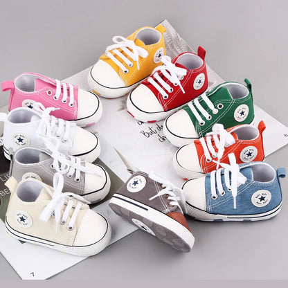 New Baby Shoes Boys Girls Classic Canvas Casual Sneakers Spring Newborn First Walker Toddler Soft Sole Non-Slip Walking Shoes