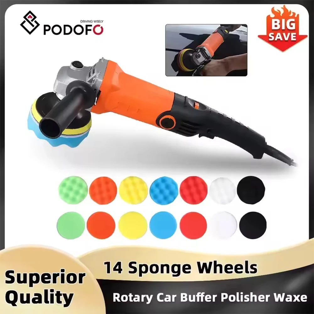 Podofo 1200W Rotary Car Buffer Polisher Waxer with Detachable Handle for Boat and Car Polishing & Waxing, 8800RPM Sponge Rotary Polisher