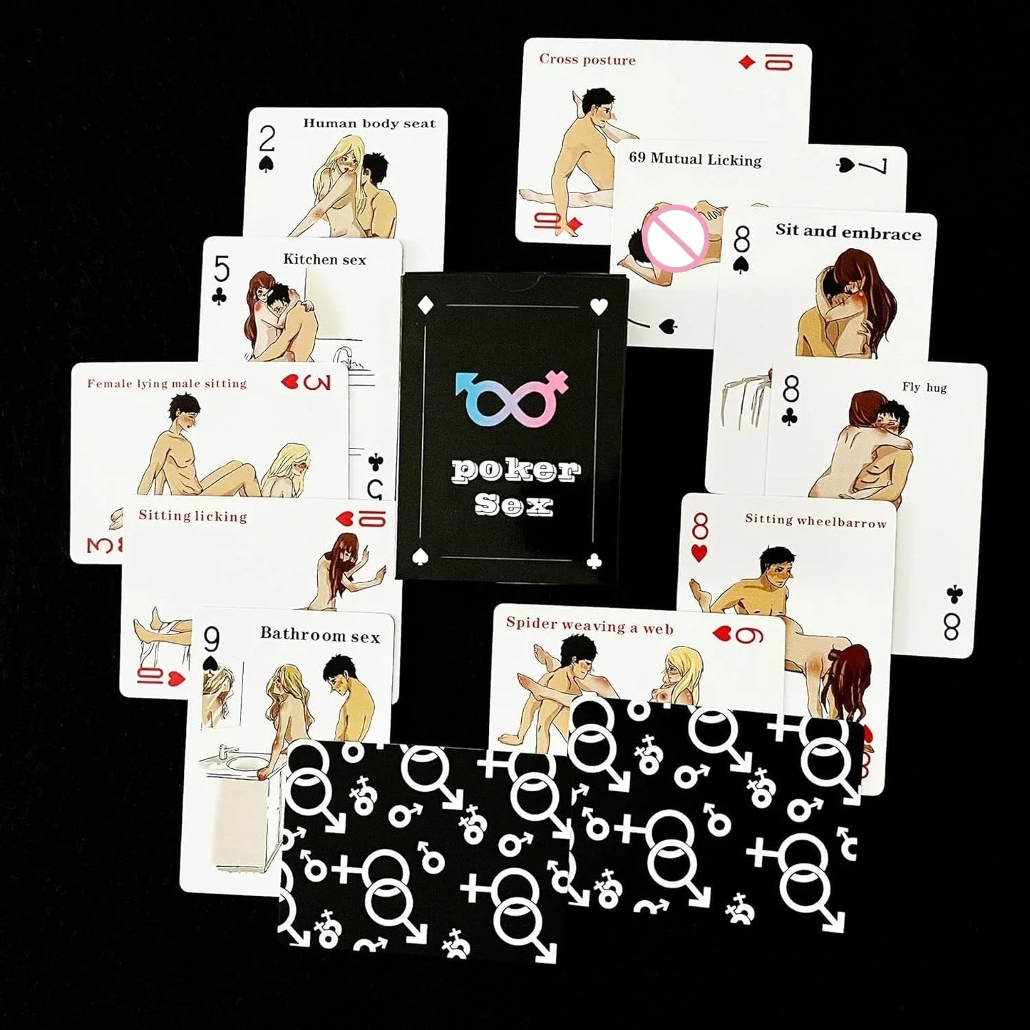 Adult Poker Card Game Set-Bedroom Fun Role Play 54 Cards Hottest Couples Sex Positions Sex Gift for Couples Connection Card Game