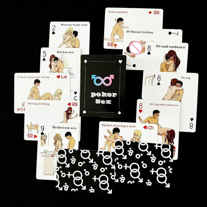 Adult Poker Card Game Set-Bedroom Fun Role Play 54 Cards Hottest Couples Sex Positions Sex Gift for Couples Connection Card Game