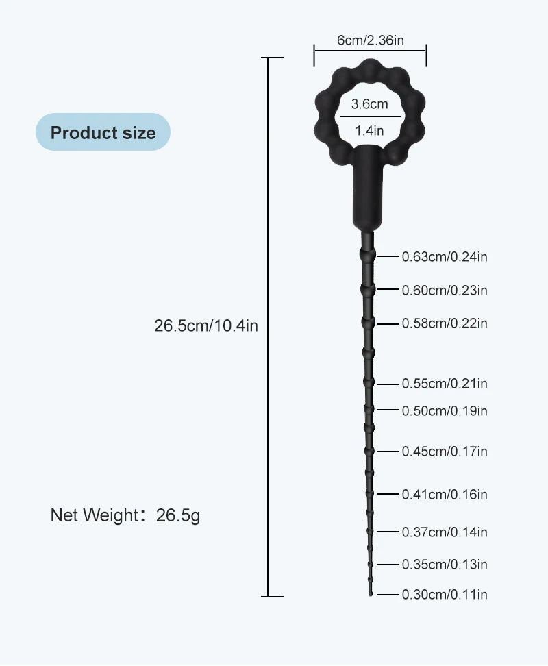 Silicone Vibrating Urethral Sound for Intense Stimulation, Electric Prostate Massager Toy, Soft & Flexible Beaded Design