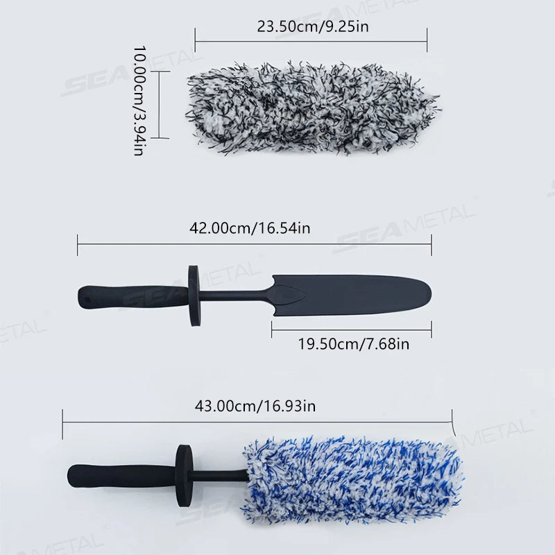 SEAMETAL Non Slip Microfiber Wheel Brush Mitt Premium Plush Car Wash Wheels Brushes for Car Rims Spokes Wheel Barrel Cleaning