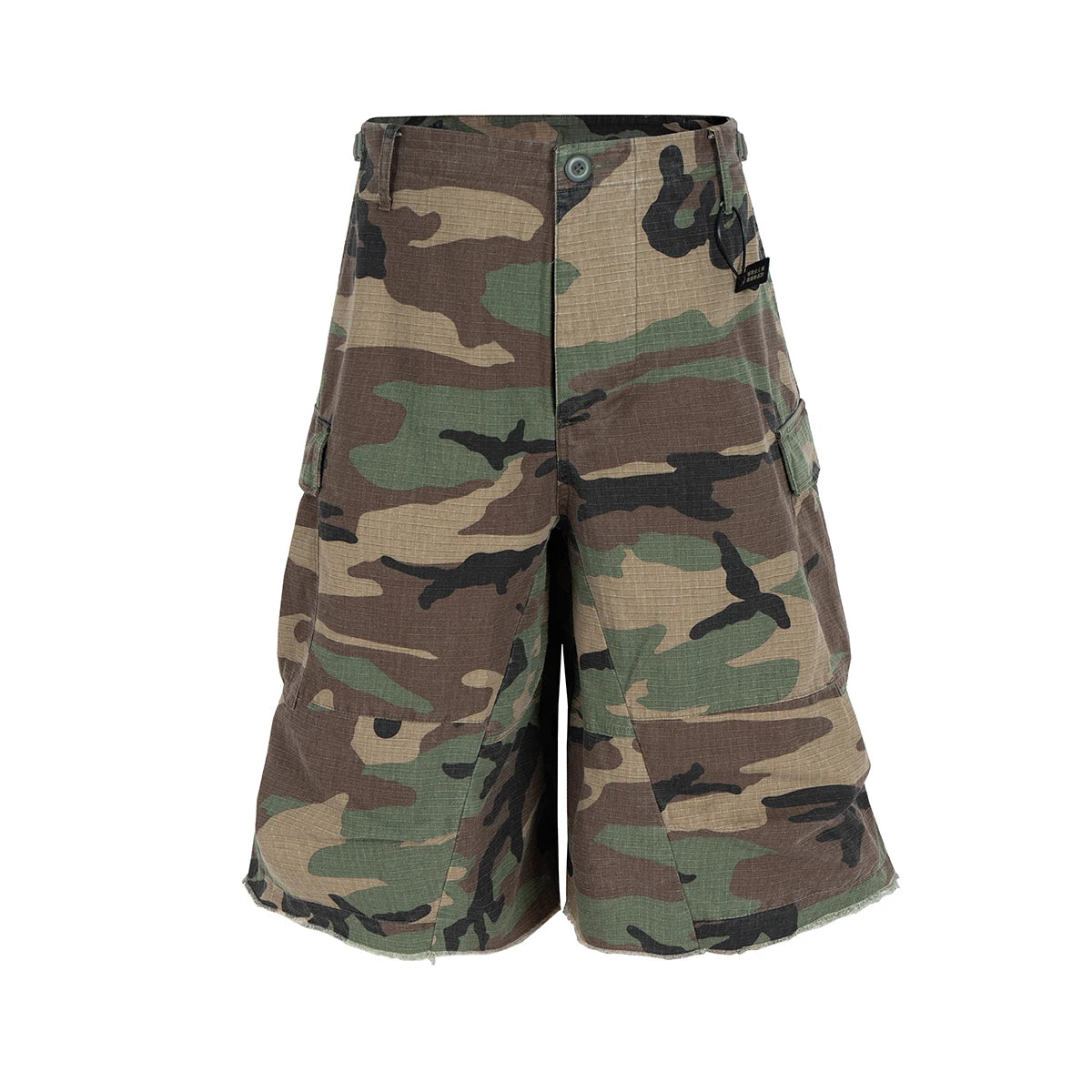 M65 Silhouette Camouflage Cargo Cropped Shorts for Men Wide Leg Patchwork Baggy Summer Shorts Oversized Loose Over Knee Pants
