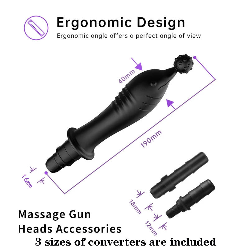 1pc Black Silicone Massage Head, Fascia Gun Massage Head, With Multiple Uses, Including Three Interfaces, Used For Fascia Gun